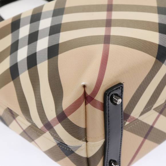 BURBERRY Nova Check Tote Bag PVC Leather Beige Auth yk7756 - Picture 16 of 16